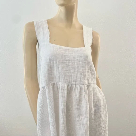 Natural Life-  White Gauze Textured Midi Sundress- L - Picture 9 of 14